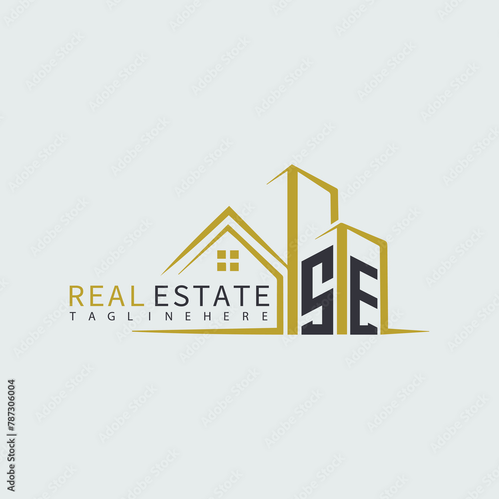 SE initial monogram logo for real estate with home shape creative design. SE initial monogram logo for real estate with home shape creative design.