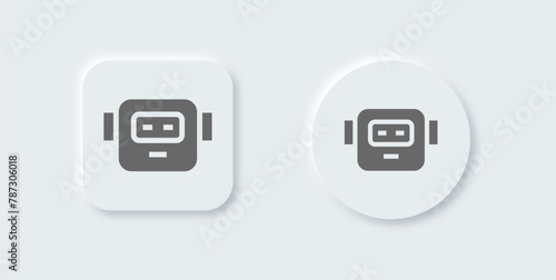 Robot solid icon in neomorphic design style. Artificial intelligence signs vector illustration. © Yasir Design
