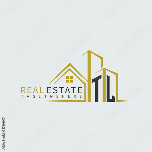 TL initial monogram logo for real estate with home shape creative design.