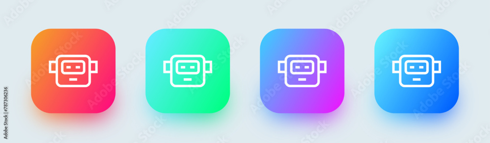 Robot line icon in square gradient colors. Artificial intelligence signs vector illustration. Robot line icon in square gradient colors. Artificial intelligence signs vector illustration.