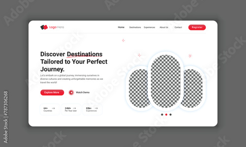 Website header design for a travel agency or travel  landing page template, hero section design for a travel business (ID: 787306268)