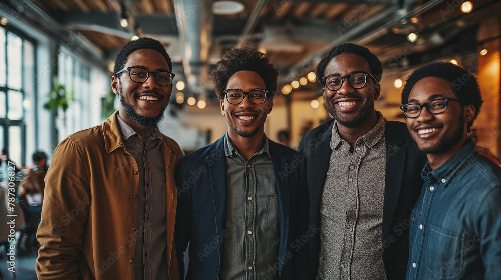 Group of Happy Afro-American Business Colleagues in a Modern Workspace Group of Happy Afro-American Business Colleagues in a Modern Workspace