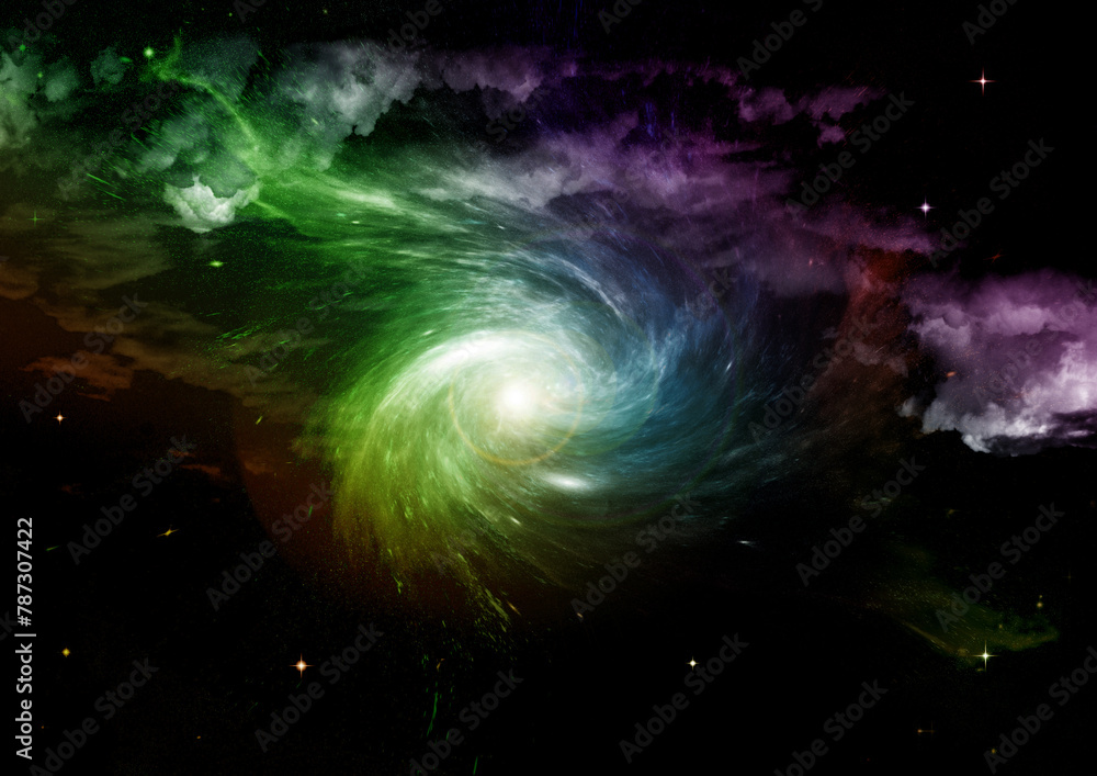 galaxy in a free space. 3D rendering