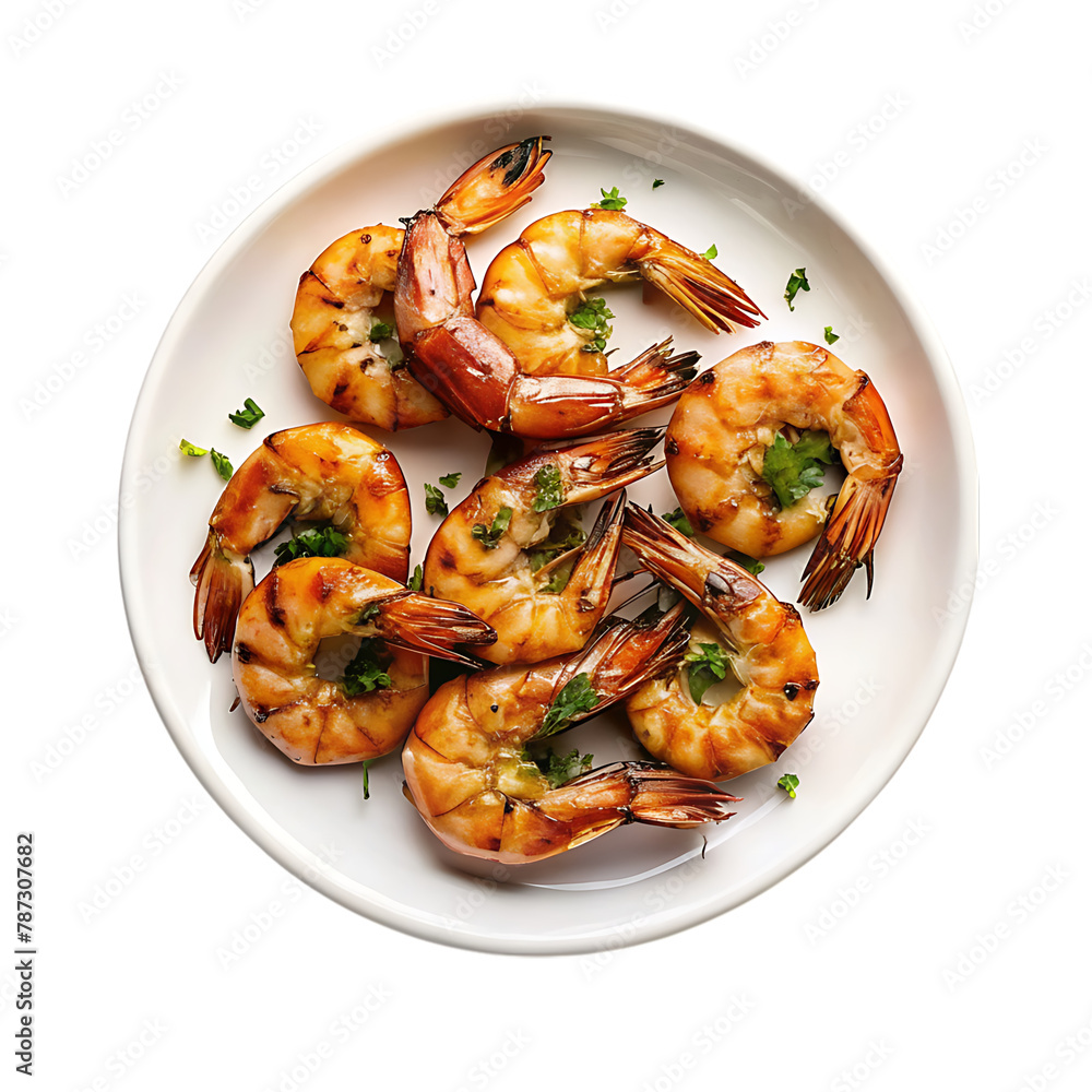 Delicate seafood or vegetables enveloped in a light broth on transparent background Delicate seafood or vegetables enveloped in a light broth on transparent background