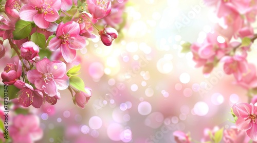Minimalist spring bouquet wallpaper on blurred white background with spacious text area