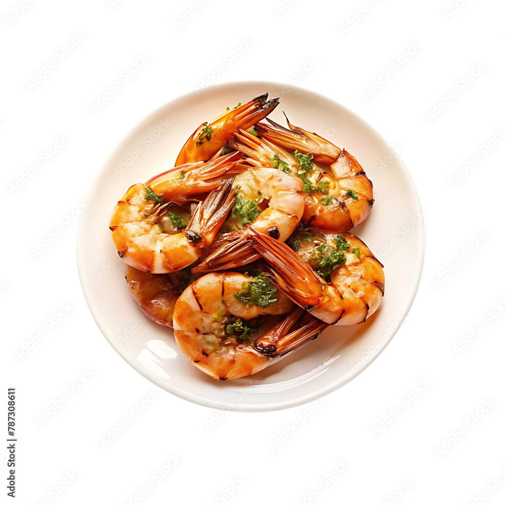 Delicate seafood or vegetables enveloped in a light broth on transparent background Delicate seafood or vegetables enveloped in a light broth on transparent background
