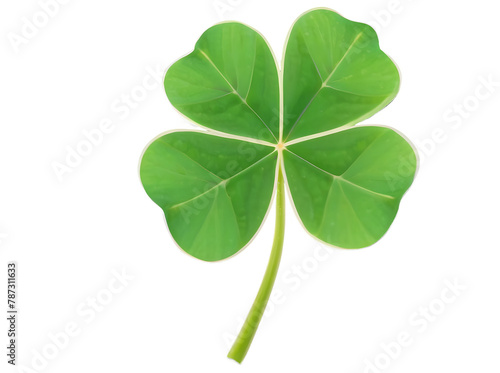 A single four-leaf clover symbolizing luck and fortune on a transparent background perfect for concepts