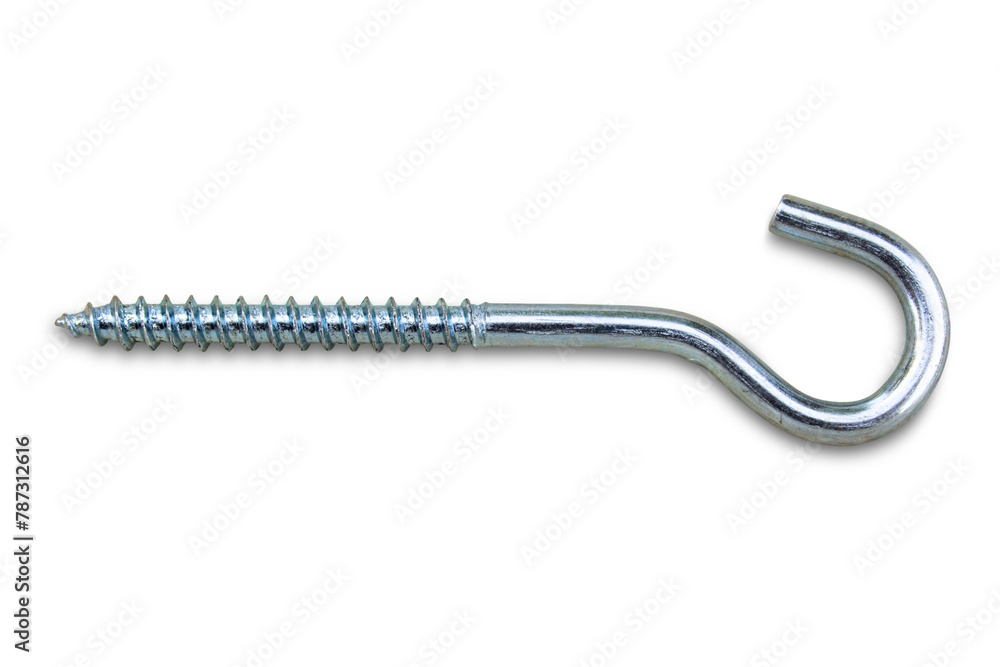 Metal screw with hook isolated on white background. Metal screw with hook isolated on white background.