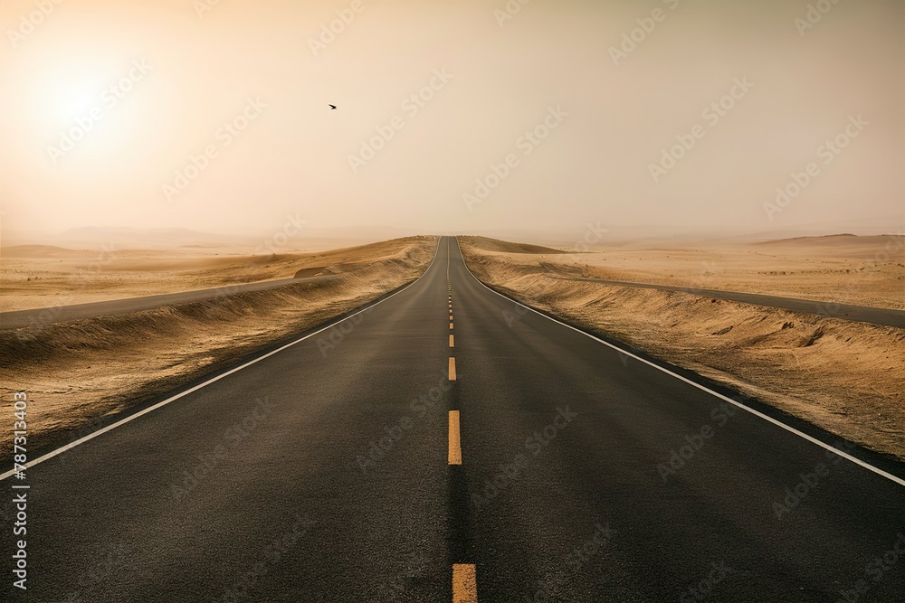 Fototapeta premium asphalt road stretching into the horizon