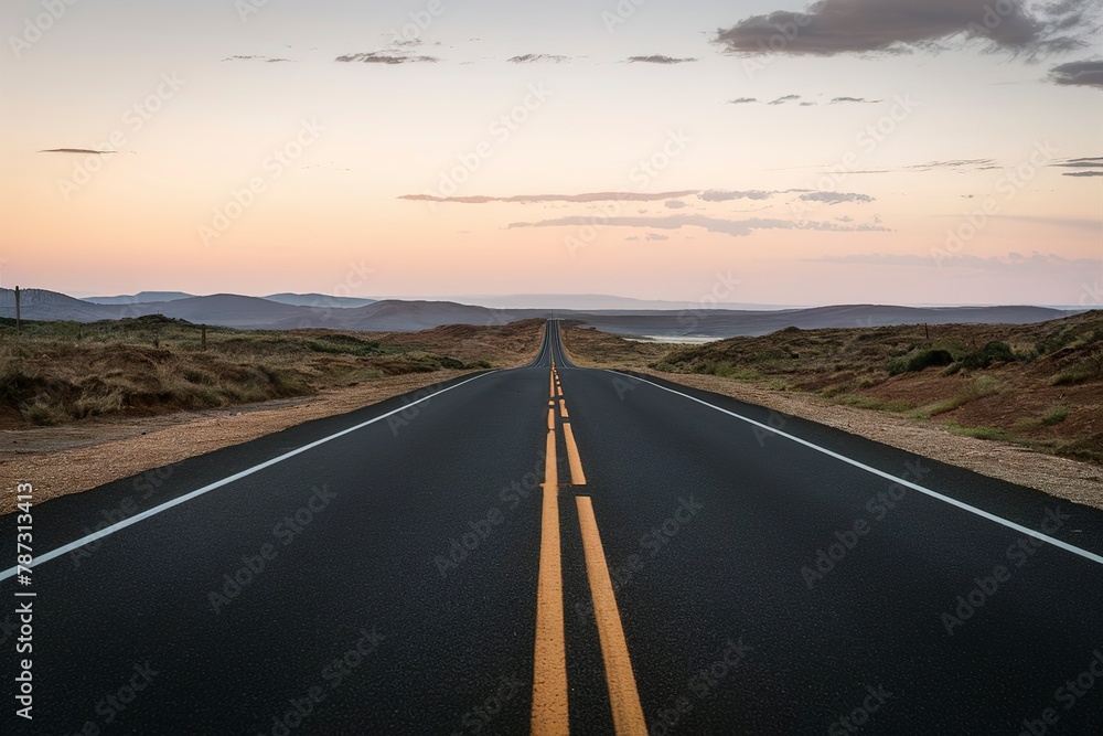 Fototapeta premium asphalt road stretching into the horizon