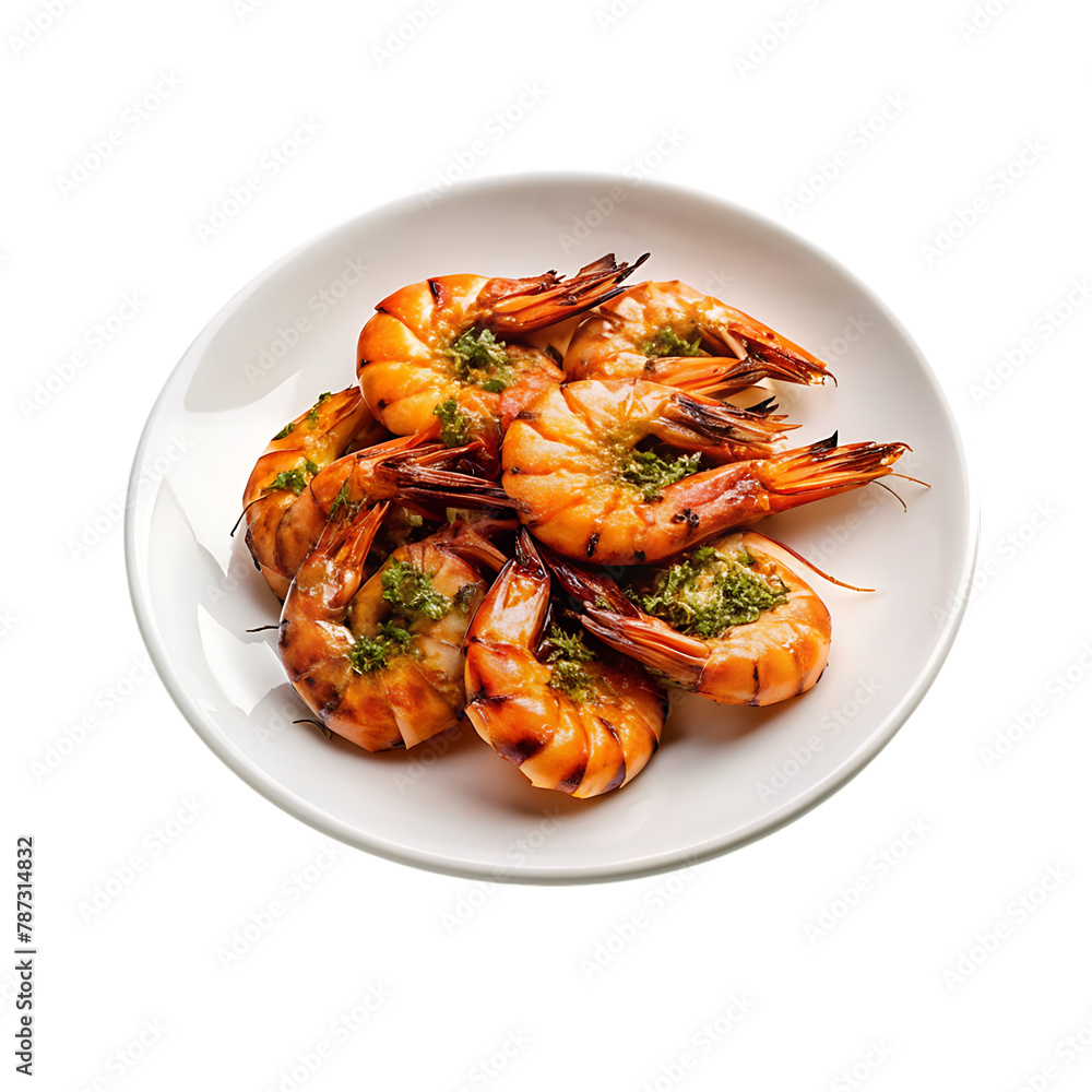 Delicate seafood or vegetables enveloped in a light broth on transparent background Delicate seafood or vegetables enveloped in a light broth on transparent background