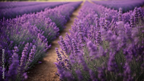 A breathtaking vista of a vibrant purple lavender field in the beautiful region of Provence  France  exuding the soothing aroma of summer blooms