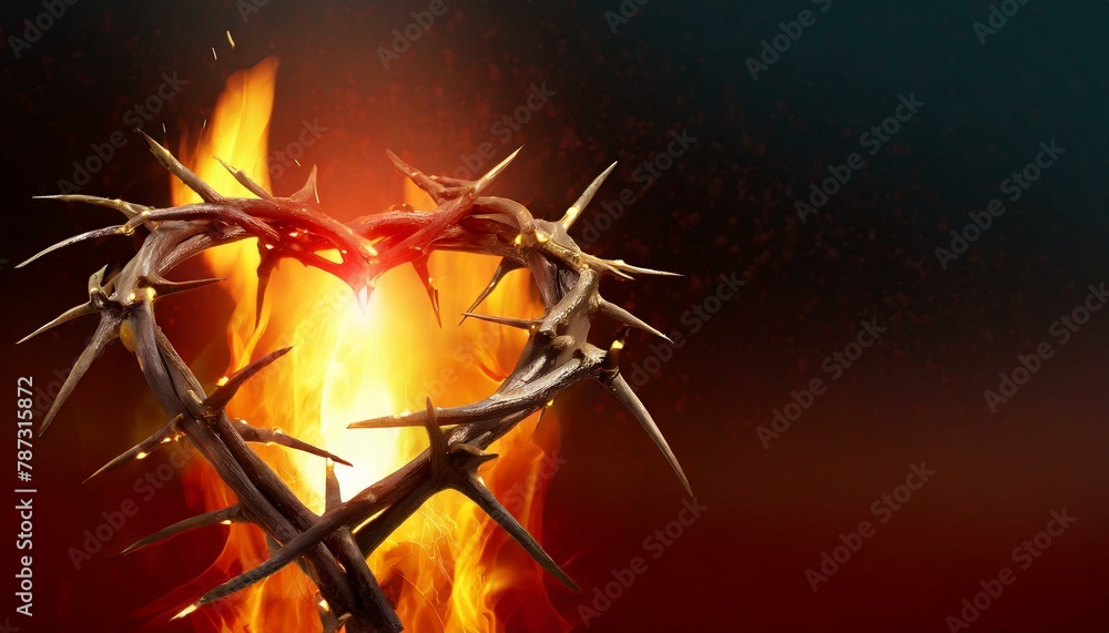 Sacred Heart of Jesus with Crown of thorns Stock Illustration | Adobe Stock