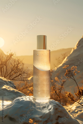 3d costmetic mockup in studio background, with light, luxury,  photo