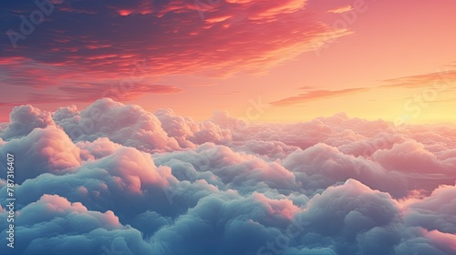 Dramatic sky, colorful clouds at sunset or sunrise, cloudy sky, beautiful background wallpaper with copy space
