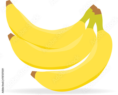 Banana, set of bananas isolated on white background with shadow. Vector, cartoon illustration.