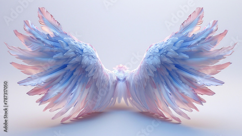 Fantasy wings flutter in purity, casting enchanting spell, isolated. 