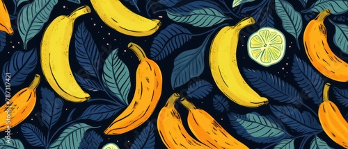 background with bananas and yellow fruits photo