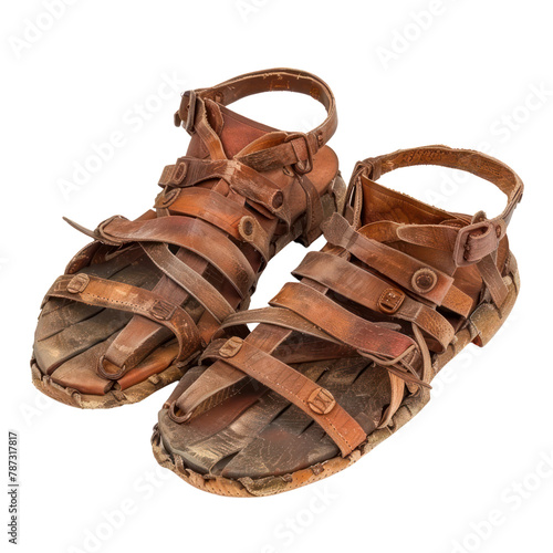 Roman Sandals (Caligae) of Roman Art isolated on transparent png.