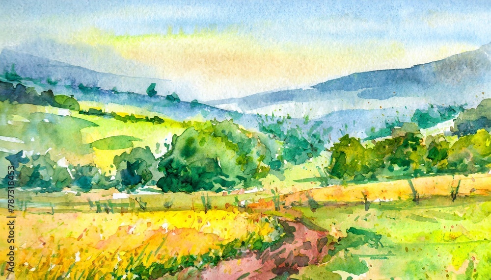countryside watercolor 