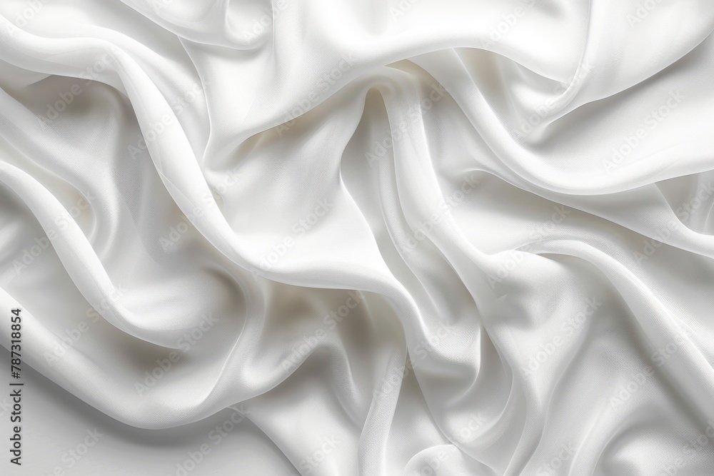 Fototapeta premium Elegant ivory silk satin drapery abstract monochrome luxury background with wavy folds