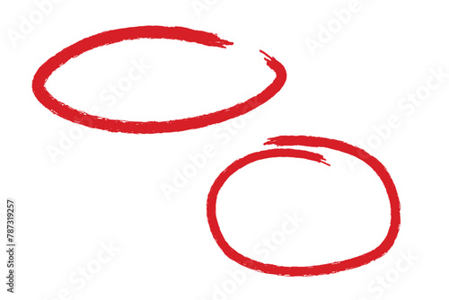Set of hand drawn red circle, brush stroke vector highlighter