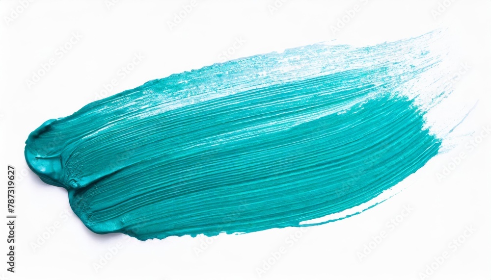 Vibrant turquoise brush stroke on white