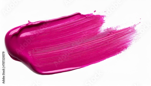 Vivid pink paint smear on white background photo