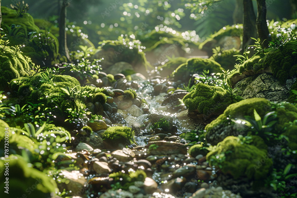 green moss in the forest green moss in the forest