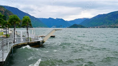 Storm in Bellagio on Lake Como in northern Italy in Europe