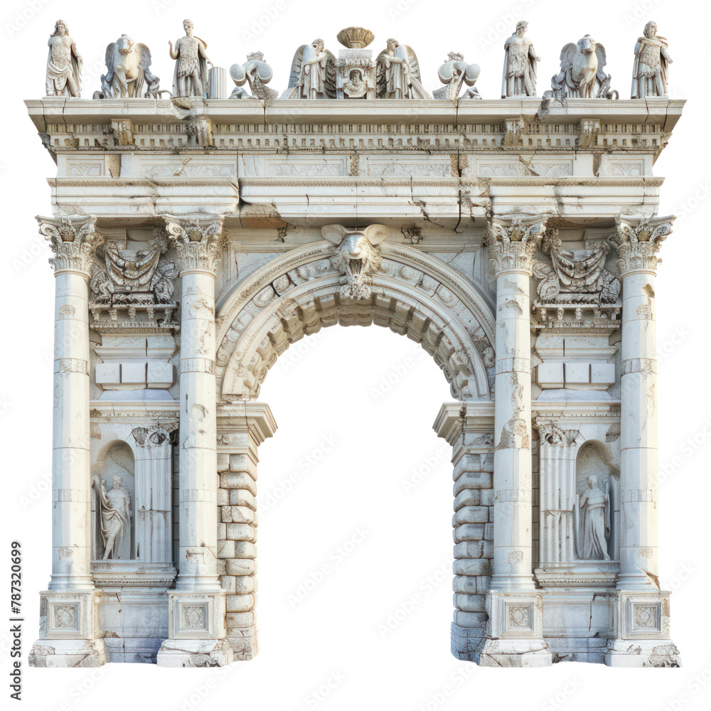 Obraz premium Roman Triumphal Arch of Roman Art isolated on transparent png.