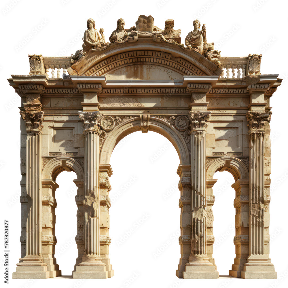 Naklejka premium Roman Triumphal Arch of Roman Art isolated on transparent png.