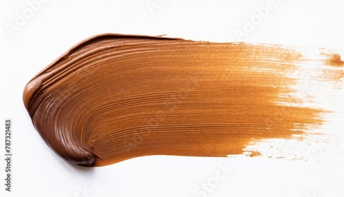 Abstract brown paint stroke on white background