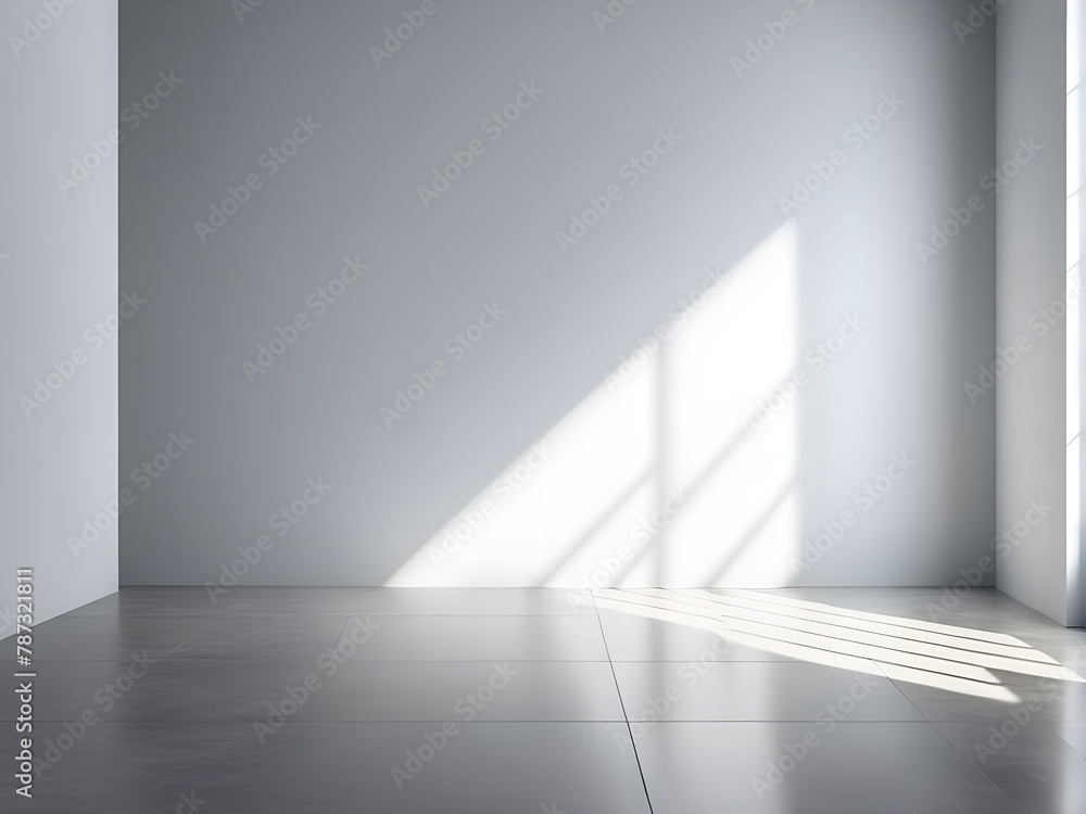 Empty room with shadows interior room and wall, sunlight on a gray wall studio background for product presentation Empty room with shadows interior room and wall, sunlight on a gray wall studio background for product presentation