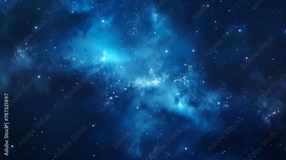 Beautiful dark blue space background with stars and nebula, space wallpaper. Generated by artificial intelligence.