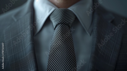 A close-up of suit with a tie and shirt under a suit jacket. Corporate elegance and professionalism. Business