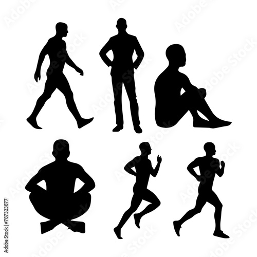 Silhouette humans in Various Poses, Captivating Human Silhouette Descriptions, Exploring Human Poses, Dynamic Human Silhouette Titles, Walking, Sitting, Running