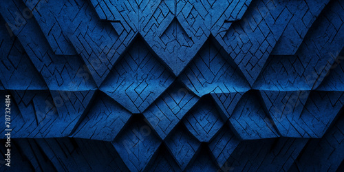 Futuristische blaue 3D-Geometrie mit abstrakter Rissstruktur photo