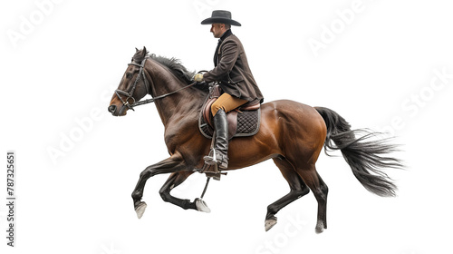 a man riding a horse in a dusty area. transparent background png