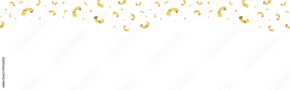 Fototapeta premium Golden confetti falling isolated on transparent background seamless pattern.Falling decoration template for birthday celebrate, anniversary or Christmas,New Year party.Vector illustration EPS 10