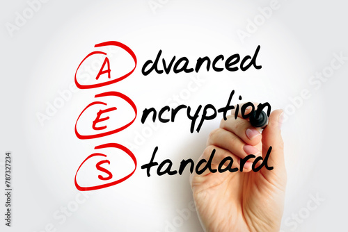 AES - Advanced Encryption Standard acronym, technology concept background photo