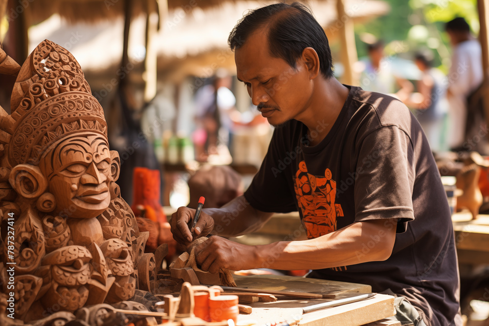Local artisans showcasing their crafts and talents on Bali National Day Local artisans showcasing their crafts and talents on Bali National Day
