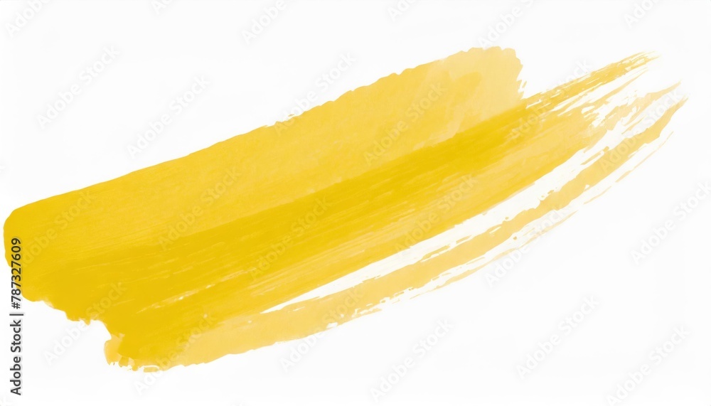 Vibrant yellow paint stroke on white background