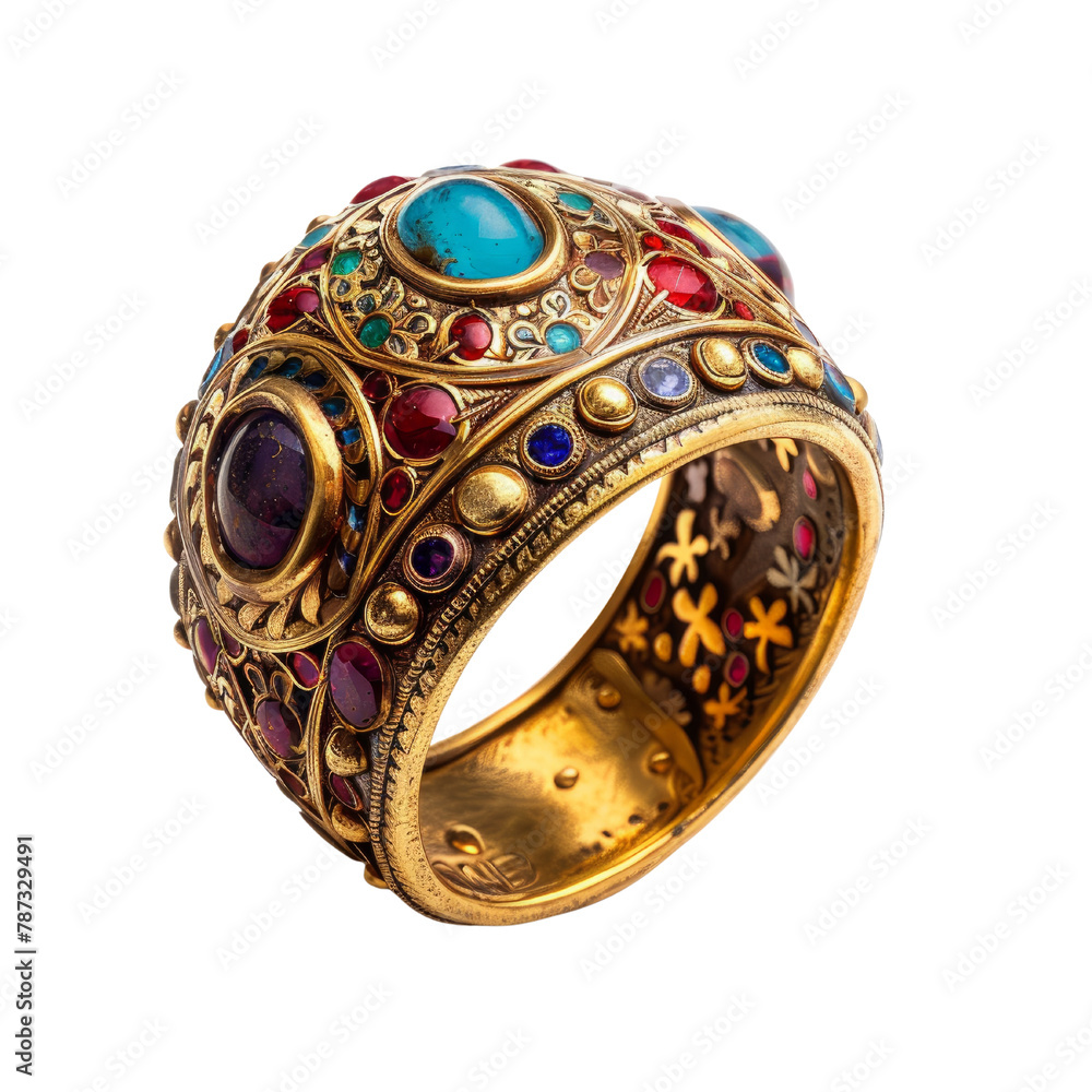 Fototapeta premium Episcopal Rings of Byzentine Art isolated on transparent png.