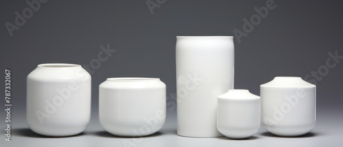 white container with white lids, with different shapes