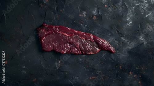 Raw top blade flat Iron beef organic meat Gray background Top View : Generative AI photo