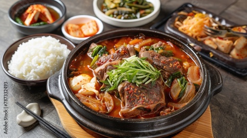 Korean Gamjatang Pork Back bone Stew with Eating Utensils
