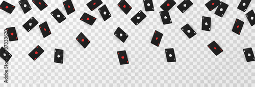 Vector playing cards png. Playing cards fall from above. Black cards png.