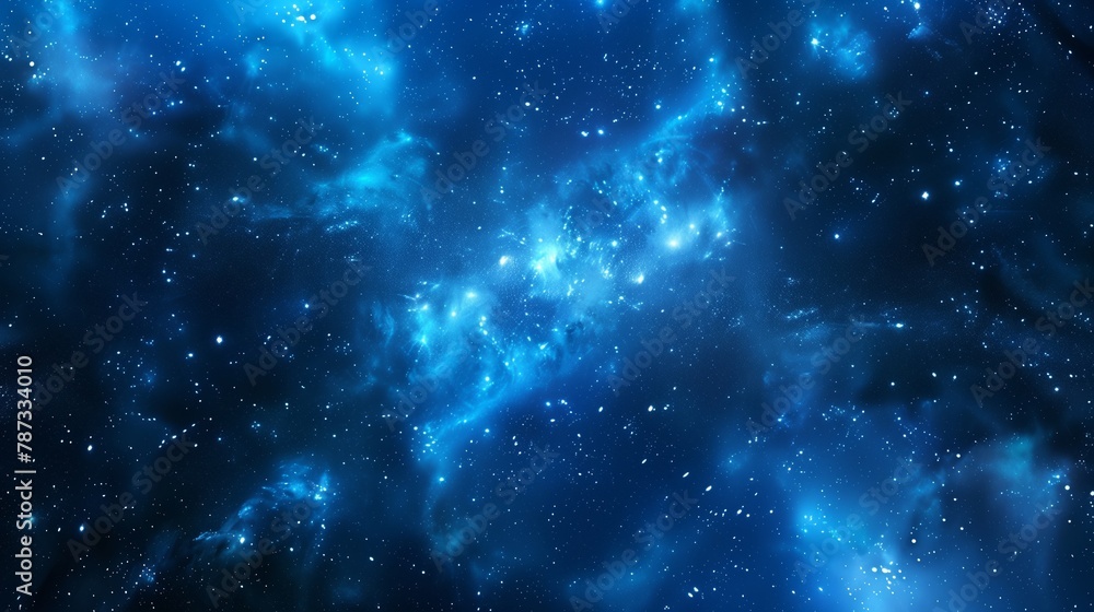 Beautiful dark blue space background with stars and nebula, space wallpaper. Generated by artificial intelligence.