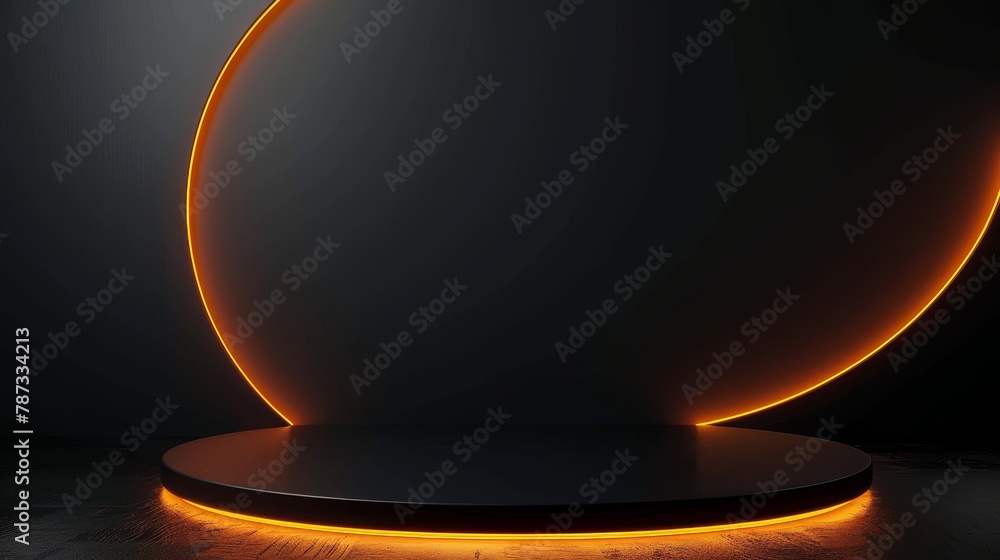 Glowing Round Object on 3D Rendering Podium Glowing Round Object on 3D Rendering Podium